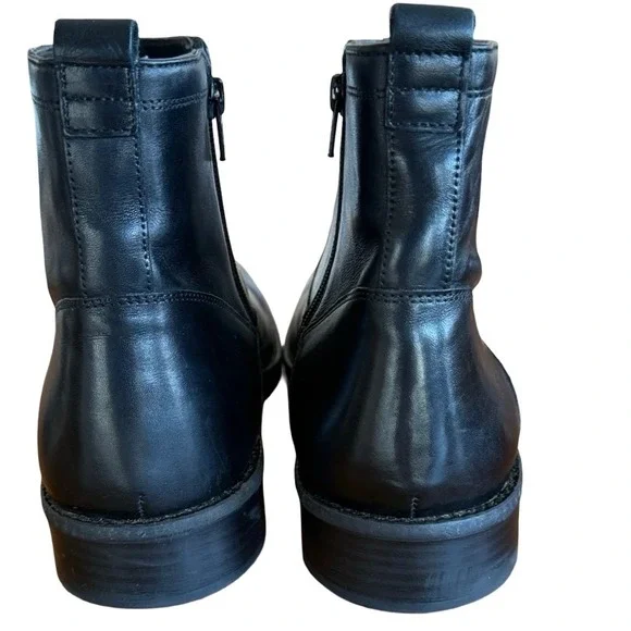 Johnston & Murphy Men's Black Leather Ankle Boots 11M Sheepskin Zip - Picture 3 of 8